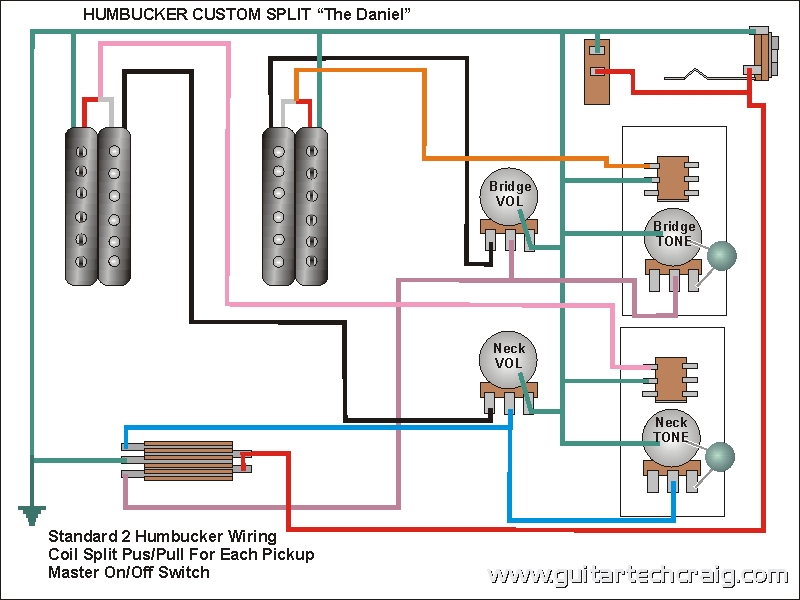 CRAIG'S GIUTAR TECH RESOURCE - Wiring Diagrams 2 humbucker 3 way switch wiring diagram 1 volume 